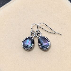 Iridescent Silver Teardrop Earrings